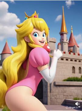1girls ai_generated animated big_ass big_breasts cleavage dancing female female_only holding_mushroom mario_(series) nintendo princess princess_peach royalty super_mario_bros. tagme video