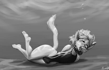 1boy anthro asphyxiation bubble byondrage drowning erection_under_clothes erection_under_clothing femboy male male_only original solo tagme underwater