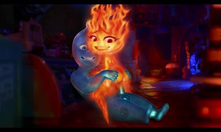 1boy 1girl anal balls blue_body butt elemental_(pixar) ember_lumen erection female lip_bite male on_model orange_body penis sfan straight tagme video wade_ripple