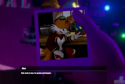 3d anthro armada_(artist) blurred_background canid canine dialogue digital_media_(artwork) fox garry's_mod hi_res humanoid male mammal photo sega solo sonic_(series) sonic_the_hedgehog_(series) strip_club tails tails_the_fox