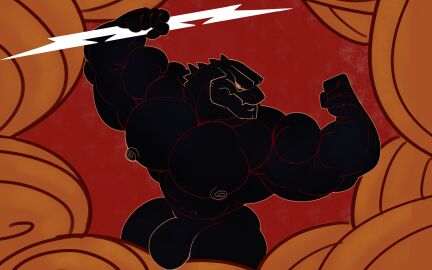 2024 5_fingers abs absurd_res anthro anthrofied big_muscles big_pecs bulge clothed clothing cloud digital_drawing_(artwork) digital_media_(artwork) disney dumbandgreen electricity electricity_manipulation elemental_manipulation fingers fist flesh_fang godzilla godzilla_(series) hercules_(1997) hercules_(disney) hi_res huge_muscles huge_pecs huge_thighs humanoid_hands kaiju lightning_bolt lizard male male_only masculine_male meme muscles muscular muscular_anthro muscular_arms muscular_male muscular_thighs navel nipples pecs portrait raised_arms red_eyes reptile scalie solo spikes spikes_(anatomy) stylized tailless tailless_male thick_thighs thong three-quarter_portrait toho underwear underwear_only zeus_(disney) zeuszilla
