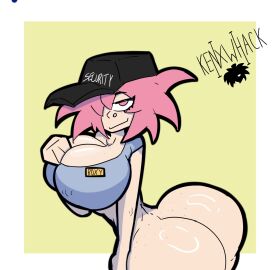 1girls 2025 ass big big_ass big_breasts breasts female female_only freckles freckles_on_ass guard kenxwhack original roxy_(kenxwhack) security_guard