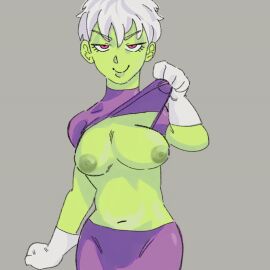 animated big_breasts breasts cheelai colored daevoxz dragon_ball dragon_ball_super female shaking shaking_breasts