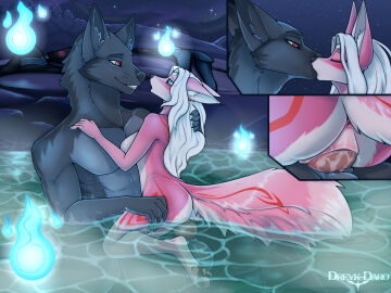 2024 anthro anthro_on_anthro anthro_penetrated anthro_penetrating anthro_penetrating_anthro ass balls black_body black_fur black_nose breasts canid canine canis closed_eyes dreyk-daro duo female female_penetrated fox fur genitals grey_body grey_fur hair hi_res kiss_on_lips kissing knot knotting male male/female male_penetrating male_penetrating_female mammal nipples nude nude_anthro nude_female nude_male partially_submerged penetration penile penile_penetration penis penis_in_pussy pussy sex vaginal_knotting vaginal_penetration water white_hair wolf