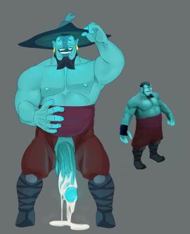 1boy balls bara beard big_penis cum cum_on_penis devince dota dota_2 facial_hair flaccid huge_cock male male_only muscular muscular_male penis solo storm_spirit_(raijin_thunderkeg) yaoi