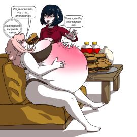 about_to_burst about_to_explode belly_bulge belly_expansion bloated bloated_belly bloated_stomach female force_feeding obese obese_female overweight overweight_female rubnavbh stuffed_belly weight_gain