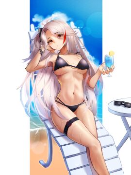 1girls absurd_res absurdres adult ahoge antenna_hair armpits azur_lane bare_armpits bare_arms bare_belly bare_calves bare_chest bare_hands bare_hips bare_knees bare_legs bare_midriff bare_navel bare_shoulders bare_skin bare_thighs bare_torso beach belly belly_button bikini bikini_bottom bikini_only bikini_top black_bikini black_bikini_bottom black_bikini_only black_bikini_top black_hair_ribbon black_ribbon black_string_bikini black_sunglasses black_swimsuit black_swimwear black_thighband blue_background blue_sky bracelet breasts brown-eyed_female brown_eyes cleavage coast collarbone day daytime dot_nose drink elbows exposed exposed_armpits exposed_arms exposed_belly exposed_legs exposed_midriff exposed_shoulders exposed_thighs exposed_torso eyewear_removed female female_focus female_only fingernails fingers full_body groin hair_ribbon half_naked head_tilt high_resolution highres hourglass_figure knees large_breasts legs light-skinned_female light_skin long_hair looking_at_viewer lordol medium_breasts mole mole_on_breast naked naked_female navel nude nude_female ocean outdoors outside parted_bangs prinz_eugen_(azur_lane) prinz_eugen_(unfading_smile)_(azur_lane) pussy red-haired_female red_hair ribbon sand sea seaside shoulders sitting sky slender_body slender_waist slim_female slim_waist solo string_bikini sunglasses swimsuit swimwear thick_thighs thighband thighs thin_waist tilted_head underboob v-line white-haired_female white_eyebrows white_hair wide_hips