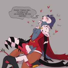 2boys avian blitzo_(helluva_boss) cloaca cloacalingus cunnilingus demon female gay helluva_boss lafoza18 male male/male male_only stolas_(helluva_boss)