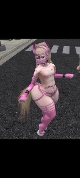 chastity chastity_cage chastity_device cock_cage crossdressing femboy lucyluvbunz male penis pony pony_tail ponyplay ponytail second_life sissy small_cock submissive submissive_male trap white_body