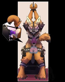 1boy 4_toes alternate_view anal anal_sex animal_genitalia animal_penis ankle_cuffs anthro ass ballbusting balls balls_crush balls_crusher black_bars black_nose blush bodily_fluids bondage bondage_rack bound canid canine canine_genitalia canine_penis canis claws clenched_teeth close-up close-up_bubbles cock_and_ball_torture cock_and_balls_torture collar coyote cuff_(restraint) digital_media_(artwork) digitigrade dildo dildo_in_ass dildo_insertion dripping ear_tuft egg_vibrator erection feet fluffy fluffy_tail front_view fucking_machine fur genital_fluids genital_piercing genital_torture genitals growling handle hands_above_head harness helpless hi_res knot knotted_dildo kojote looking_at_viewer machine male male_only mammal motion_lines muzzle_(object) muzzled naked neck_tuft nude object_in_ass penetration penile penis penis_piercing piercing pink_penis plug_(sex_toy) precum precum_drip prince_albert_piercing punishment purple_dildo questionable_consent red_balls restrained_arms restrained_legs restraints retracted_sheath ridged_dildo ring_piercing rope screw sex_machine sex_toy sex_toy_in_ass sex_toy_insertion sheath simple_background solo speech_bubble spreader_bar sweat sweatdrop tail tail_restraint tail_tied teasing teeth toes tuft urethral urethral_penetration urethral_plug vibrator vibrator_on_penis watermark wrists_tied yellow_body yellow_eyes yellow_fur yiffy1234