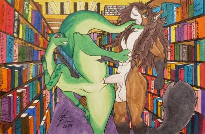 5_fingers abs against_bookshelf against_furniture against_surface anthro anthro_on_anthro anthro_penetrated anthro_penetrating anthro_penetrating_anthro ass ass_grab athletic athletic_anthro athletic_male balls bent_over big_ass big_butt bikerboyart book bookshelf breasts brown_hair butt_grab canid canine covered_breasts dharma_sleerah_(artblush) dominant dominant_female duo eyeshadow eyewear felid female female_penetrated fingers fox fur furniture genitals glasses green_body green_scales hair hand_on_ass hand_on_butt hand_on_legs hand_on_thighs hi_res humanoid_genitalia humanoid_penis hybrid indoor_nudity indoor_sex interspecies librarian library lion long_hair long_neck looking_back makeup male male/female male_penetrating male_penetrating_female mammal multicolored_body multicolored_fur nude nude_anthro nude_female nude_male pantherine pecs penetration penile penile_penetration penis reptile scales scalie sex smile smiling_at_partner snake sylon_lyonwolf tail_around_neck teeth thick_thighs two-tone_body two-tone_fur wide_hips