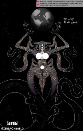 breasts earth eldritch_abomination eldritch_horror female female_only giantess huge_breasts larger_female model_sheet monster_girl multi_head nipples original original_character reference_sheet snake_tail space tagme the_lady_from_above_(zeblackballd) unfinished zeblackballd_(artist)