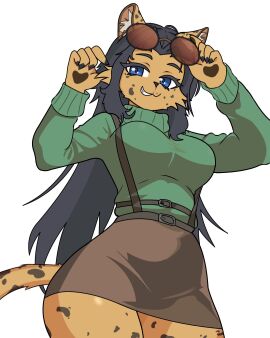 big_breasts big_thighs big_titties black_hair blue_eyes breasts cat_ears cat_girl cat_tail catgirl clothing curvaceous curvaceous_female curvaceous_figure curvy curvy_figure curvy_hips feline female female_focus female_only furry furry_female furry_only long_hair looking_at_viewer or_draws original original_character yellow_fur