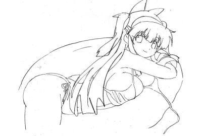 1girls alternate_hairstyle arm_support ass big_ass big_breasts bikini bikini_top_pull breast_press breasts bursting_breasts busty cleavage cute fat_ass female female_only from_side hair_ribbon highres king_of_fighters large_breasts legs long_hair looking_at_viewer lying monochrome nakoruru on_stomach pool pose posing ribbon samurai_shodown sensual side-tie_bikini_bottom sideboob sketch smile snk solo swim_ring swimsuit thighs traditional_media traditional_media_(artwork) twintails untied_bikini very_long_hair voluptuous water