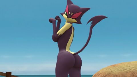 3d anthro baek-myo nintendo pokemon pokemon_(species) pokémon_(species) purrloin