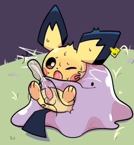 ambiguous_gender anus balls blush bodily_fluids cum cumshot ditto_(pokemon) duo ear_piercing ear_tag ejaculation erection femboy feral gay gay_anal gay_male gay_sex generation_1_pokemon generation_2_pokemon genital_fluids genitals homosexual homosexual_male homosexual_sex male male/ambiguous male/male male_penetrated male_penetrating male_penetrating_male nintendo open_mouth orgasm penile penis pichu piercing plumflavor pokemon pokemon_(species) questionable_consent red_penis restrained scared sex solo_male tail tentacle tentacle_sex yaoi