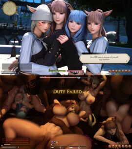 2koma 3d before_and_after blush breasts broken_rape_victim captured cat_ears cat_girl cat_tail catgirl choke_hold cleavage cum cum_on_body dark-skinned_male dark_skin defeat defeated domination duty_failed english female final_fantasy final_fantasy_xiv from_behind from_behind_position fucked_into_submission fucked_senseless fucked_silly gangbang gangrape gpose_(ffxiv) grabbing grabbing_from_behind group_rape helpless instant_loss instant_loss_2koma interracial kawaii_awww large_breasts male mascara_tears mind_break miqo'te muscular muscular_male naked_female nude party_wipe pinned rough_sex runny_makeup sex_slave slave sweat tagme taking_picture this_is_your_life_now