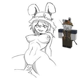 1boy 1girls belly boobs breasts bunny_ears commission female furry ghostbacon male medium_breasts penis pov pussy reference_image riding riding_penis roblox roblox_avatar robloxian self_upload tagme uncolored waist white_hair white_skin
