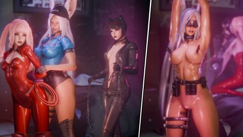 3d 3girls abs ann_takamaki_(cosplay) armpits arms_above_head arms_up batman:_arkham_knight batman_(series) baton before_and_after big_breasts blindfold blindfolded bodysuit bondage bound bound_wrists breasts captured captured_heroine catwoman_(cosplay) chained chains character_request cleavage cosplay cuff_(restraint) cuffs dc dc_comics defeated defeated_heroine dildo dildo_in_pussy dominant dominant_female female female_only femsub halloween handcuffed handcuffs hotpants instant_loss instant_loss_2koma large_breasts latex latex_suit leather long_hair megami_tensei mercierharrogate miruko moaning multiple_females multiple_girls my_hero_academia nipple_clamps nipple_play nipples nude nude_female original original_characters persona persona_5 phantom_thief_suit pink_hair police police_uniform policewoman punishment pussy rabbit rabbit_ears rabbit_girl restrained rumi_usagiyama self_upload shiny_clothes submissive submissive_female sweat thick_thighs thighs tied_up tight_clothing toned toned_female vaginal_insertion white_hair yuri