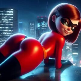ai_generated animated ass helen_parr latex_bodysuit latex_boots looking_at_viewer tagme the_incredibles video