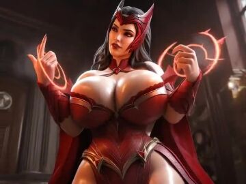 3d ai_generated big_ass big_breasts magic marvel_rivals ravenomega red_hair scarlet_witch sexy_body sexy_woman tagme video witch