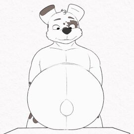 animated anthro belly big_belly canid canine canis cudacore dalmatian domestic_dog fetal_movement furry male male_only male_pregnancy mammal navel outie_navel pascal_(cudacore) pregnancy pregnant pregnant_male