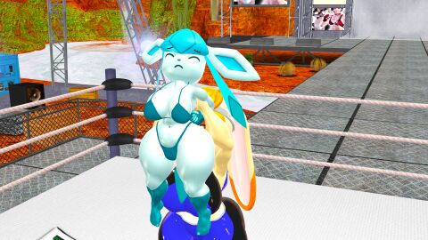 2girls 3d arm_lock bikini bunny_ears bunny_girl bunny_tail closed_eyes duo duo_female duo_focus female kabalmystic kabalmystic_(style) lifting pokemon pokemon_(species) rabbit rabbit_ears rabbit_girl rabbit_tail ryona size_difference sonic_(series) sonic_the_hedgehog_(series) sports_bra sports_shorts sports_uniform sportswear tagme vanilla_the_rabbit vanilla_the_rabbit_(kabalmystic) wrestling wrestling_ring zetareta