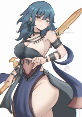 1girls breasts byleth_(fire_emblem) chascoby dancer_outfit female female_focus female_only fire_emblem large_breasts light-skinned_female light_skin looking_at_viewer solo thick_thighs thighs wide_hips