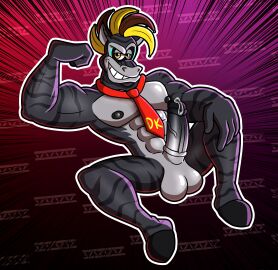 abs absurd_res animal_genitalia animal_penis anthro balls bananza_power biceps big_balls big_muscles black_stripes bodily_fluids cum cum_drip dannynsfw dark_body dark_fur donkey_kong_(character) donkey_kong_(series) dripping equid equine equine_genitalia equine_penis erection food fruit fur genital_fluids genitals hi_res hooves kong male male_only mammal muscular muscular_anthro muscular_male necktie nintendo nipples penis plant precum precum_drip primate simple_background solo striped_body stripes zebra zebra_bananza zebra_donkey_kong