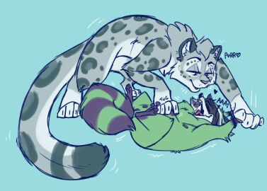 absurd_res anthro anthro_on_anthro big_dom_small_sub blindfold bound dominant duo felid female female/female fur genitals green_body green_fur grey_body grey_fur hand_grab hands_tied heart_symbol hi_res interspecies larger_female leopard_spots lidded_eyes littlestfuzz looking_at_another looking_at_partner looking_pleasured lying mammal moan multi_nipple nipple_fetish nipple_play nipple_pull nipples on_back open_mouth pantherine paws procyonid purple_body purple_fur purring pussy raccoon semi-anthro shaking size_difference smaller_female smile snow_leopard spots teeth tongue trembling vulva whiskers white_body white_fur