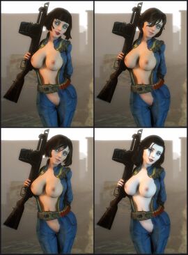 1girls 2024 3d 3d_(artwork) bandolier bangs belt big_breasts bioshock bioshock_infinite black_hair blue_eyes bodysuit breasts breasts_out burial_at_sea busty casual cleavage clothing combat_shotgun_(fallout_3) computer crossover deep_cleavage electronics elizabeth_comstock eyeshadow fallout female female_focus female_only firearm flashing flashing_breasts flashing_pussy gun hourglass_figure human human_only jumpsuit light-skinned_female light_skin lipstick long_hair lordaardvark makeup no_artist_signature no_sex no_source pale-skinned_female pale_skin panels pinup pinup_pose pip-boy ponytail pussy shaved_pussy short_hair shotgun standing unzipped unzipped_bodysuit vagina vault_101 vault_dweller_(cosplay) vault_suit weapon wide_hips wristwear