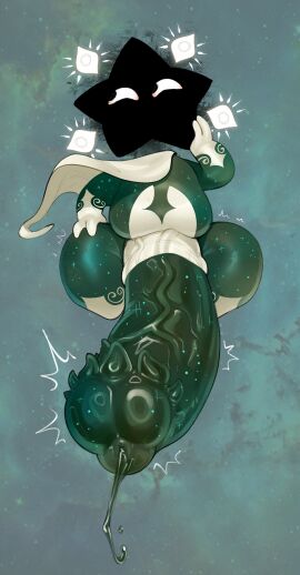 2024 absurd_res animal_genitalia animal_penis belly big_penis black_face bodily_fluids cape clothing digital_media_(artwork) dripping eldritch_abomination equine_genitalia equine_penis fingers floating genital_fluids genitals glistening glistening_body green_body green_penis hi_res huge_cock hyper hyper_genitalia hyper_penis looking_aside male monster motion_lines mr_fuga mrfuga multicolored_body original original_character penis precum precum_drip pupils small_but_hung solo the_calamity_(zeblackballd) thick_thighs two-tone_body vein veiny_penis white_body