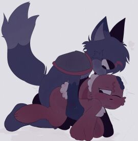 anthro blue_body blue_fur brown_body brown_fur candy canid canine canis chocolate cloudyhehe cocoa_(dandy's_world) dandy's_world dessert digital_media_(artwork) duo eclipse_(dandy's_world) female female_penetrated food fur genitals gynomorph gynomorph/female gynomorph_penetrating hi_res intersex intersex/female intersex_penetrating lagomorph leporid long_ears mammal multicolored_body multicolored_fur paws penetration penis rabbit roblox toons_(dandys_world) wolf