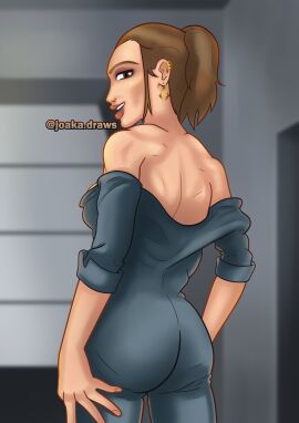 1girls 2d 2d_(artwork) ass digital_drawing_(artwork) digital_media_(artwork) female female_focus female_only joakadraws light-skinned_female light_skin long_hair looking_at_viewer looking_back pose posing presenting presenting_ass russian russian_female smile smiling solo solo_focus standing suit summertime_saga svetlana_(summertime_saga) tease teasing teasing_viewer thick_thighs