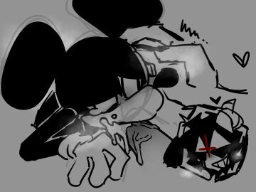 2boys anal big_hands blush chatee_cheetah crying cum cum_in_mouth cumshot dialog dialogue friday_night_funkin friday_night_funkin_mod gay gay_sex grey_background grey_body male mickey_mouse monochrome oral_sex public_domain satan_(wednesday_infidelity) tail wednesday_infidelity white_eyes