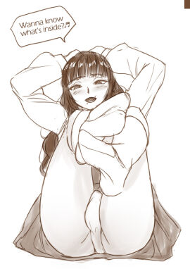 1futa bangs black_hair breasts clothed clothing dialogue elleciel.eud english_text fear_and_hunger fear_and_hunger:_termina foot_fetish fully_clothed futanari human intersex legs_up long_hair marina_(fear_and_hunger) monochrome on_back pantyshot pantyshot_(sitting) seductive seductive_look sketch solo solo_futa trans_woman transfem upskirt