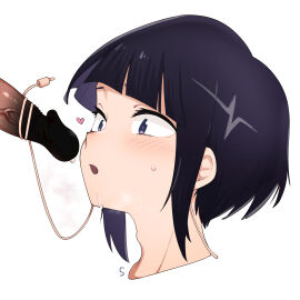 female georugu13 hi_res kyoka_jiro looking_at_penis male my_hero_academia oral_sex penis purple-haired_female purple_hair tagme