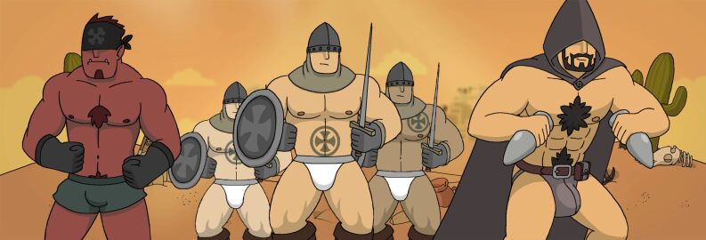 2d 2d_animation 5boys animated bandit_(robin_morningwood) bara beard big_bulge bulge butt_plug clothing facial_hair gay grizzlygamerdev hairy hairy_chest huge_bulge infernal_trio_(robin_morningwood) jockstrap knight male male/male male_focus male_nipples male_only male_pubic_hair masculine_male muscular muscular_male nipples no_visible_genitalia penis penis_outline pubic_hair robin_morningwood solo_male twink_orc_(robin_morningwood) underwear