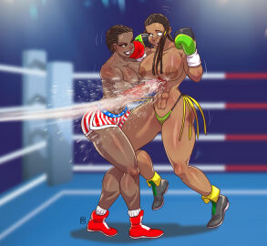2girls american_flag_shorts ass big_ass big_breasts boxing boxing_gloves boxing_ring breasts brown-skinned_female brown_body brown_skin bust busty catfight chest curvaceous curvy curvy_figure dark-skinned_female dark_skin digital_media_(artwork) duo female female_focus female_only fight fighting_ring gabocaricaturas gloves hips hourglass_figure huge_ass huge_breasts human large_ass large_breasts legs mature mature_female multiple_females multiple_girls original original_character original_characters red_boxing_gloves red_gloves slim_waist thick thick_hips thick_legs thick_thighs thighs topless topless_boxing voluptuous waist wide_hips