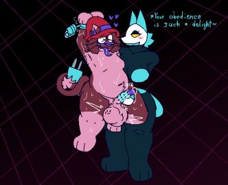 1futa 1girls amber_(felineflustered) anthro armpit_hair balls balls_clench belly belly_tuft big_dom_small_sub blush body_hair bound darkner deltarune deltarune_chapter_2 demon domestic_cat dominant duo eyewear felid feline felineflustered felis female futa/female futa_on_female futanari glasses handjob hands_tied heart_symbol intersex intersex/female machine mammal onomatopoeia penile penis pubes robot sex size_difference slightly_chubby slightly_chubby_futa slightly_chubby_intersex sound_effects tasque_manager_(deltarune) testicles testicles_clench text tongue tongue_out tuft undertale_(series)