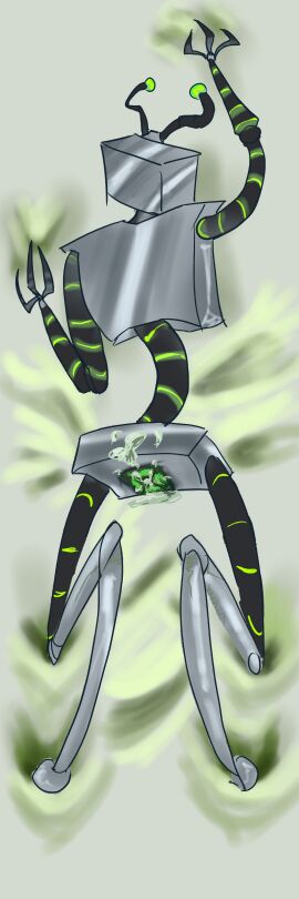 absurd_res ambiguous_gender ass bed bedding bodily_fluids cum cum_in_ass cum_inside furniture genital_fluids genitals hi_res humanoid lying machine metallic_body on_front rear_view robot robot_humanoid solo thingno3126 what