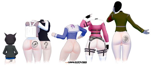3boys 3d 3girls akamatsu_kaede ass ass_chart ass_comparison ass_focus big_ass blender body_writing chart danganronpa danganronpa_v3 dwarfism female harubug irish iruma_miu male ryoma_hoshi saihara_shuuichi shinguji_korekiyo