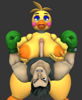 1boy 1girls 3d angry_face animatronic beak big_breasts bird boxers boxing_gloves breasts crossover eastern_and_western_character female five_nights_at_freddy's five_nights_at_freddy's_2 furry furry_female human little_mac male muscular muscular_male nintendo nude nude_female paizuri penis punch_out robot robot_girl runaboo_chica seductive seductive_look sex straight toy_chica_(fnaf)
