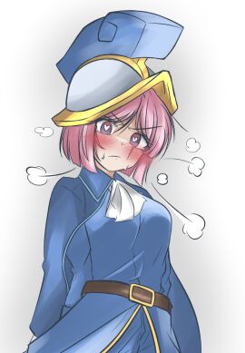 1girls blush clash_(series) clash_royale clothed female haruse_cr heart-shaped_pupils supercell sweat sweatdrop three_musketeers_(clash_royale)