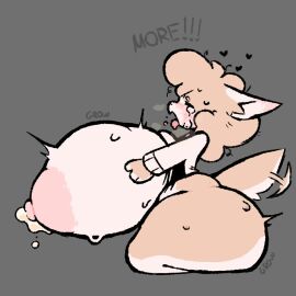 anthro big_breasts bodily_fluids breast_expansion breast_growth breast_growth_(enlargement) breasts canid canine enormous_breasts female fennec_fox fox hi_res huge_breasts hyper hyper_breasts inflation lactating lactation mammal mia_nucr4r milk mouth_open nucr4r onomatopoeia profanity solo sound_effects sweat tail tail_motion tailwag tears text tongue tongue_out true_fox wagging_tail