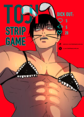about_to_strip andreas_loves_daddies andreaslovelove anime anime_style bunny_costume bunny_ears dominant dominant_male female game gay gay_domination imminent_sex jujutsu_kaisen maid male muscular muscular_male pissed_off pov scars sfw sfw_version straight strip_game stripper toji_fushiguro