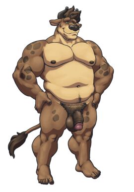 absurd_res anthro arm_hair balls big_balls big_muscles big_penis black_hair black_nose blonde_hair body_hair bovine brown_nipples brown_penis bull captaingerbear chest_hair chester_(extracurricular_activities) clothed clothing extracurricular_activities eyebrows flaccid gay genitals green_eyes hair hands_on_hips happy_trail hi_res humanoid_genitalia humanoid_penis looking_at_viewer male male_only mammal multicolored_hair muscles muscular muscular_male navel nipples pecs penis poking_out solo standing thick_eyebrows thick_penis topless two-tone_hair underwear underwear_only ursid vein veiny_penis