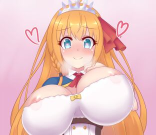 areola_slip areolae_visible_through_clothing breasts female heart-shaped_pupils looking_at_viewer nipples_visible_through_clothing pecorine pecorine_(princess_connect!) princess_connect! tagu_hblabe textless