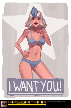 1girls 2d blue_bra blue_panties bra breasts english_text female female_only human human_female human_only i_want_you larolaro looking_at_viewer panties pointing pointing_at_viewer solo talking talking_to_viewer team_fortress_2 text