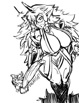 absurd_res akira_(ramia-yana) anthro aroused balls big_balls big_breasts big_penis blush bodily_fluids body_sized_penis breasts clothed clothing demon demon_girl duo ear_piercing ear_ring enlargement eyewear female fox_ears fur genital_fluids genitals glasses hair hi_res horn huge_cock human humanoid imminent_sex jewelry large_breasts larger_female leaking_precum long_hair looking_at_penis male male/female mammal monster noahdoesart osumihime_(ramia-yana) partially_clothed penis piercing pointy_eared precum presenting ramia ramia-yana ring_piercing size_difference smaller_male smug smug_face suprised_look teasing thick_thighs thirsty wide_hips